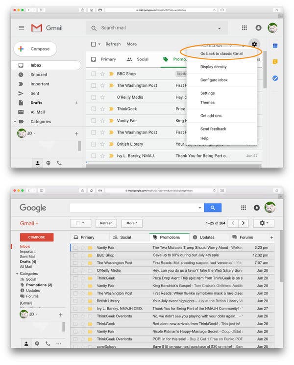 Gmail Themes Change With Time